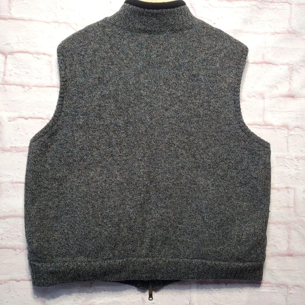 Pendleton Sweater Vest Mens XL Gray Blue Marled Shetland Wool‎ Fleece Lined Zip